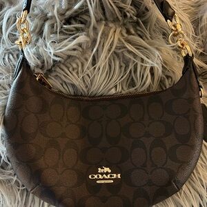 Coach Signature Black and Brown Shoulder Bag